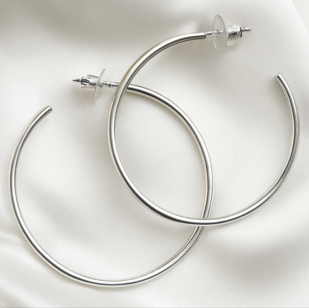 BOLD elements Silver-tone 2-in Open Hoop Big Earrings - Women's Fashion Jewelry
